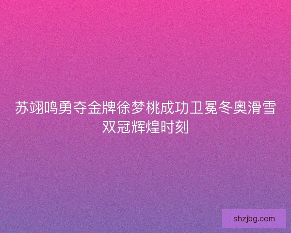 苏翊鸣勇夺金牌徐梦桃成功卫冕冬奥滑雪双冠辉煌时刻 苏翊鸣勇夺金牌徐梦桃成功卫冕冬奥滑雪双冠辉煌时刻