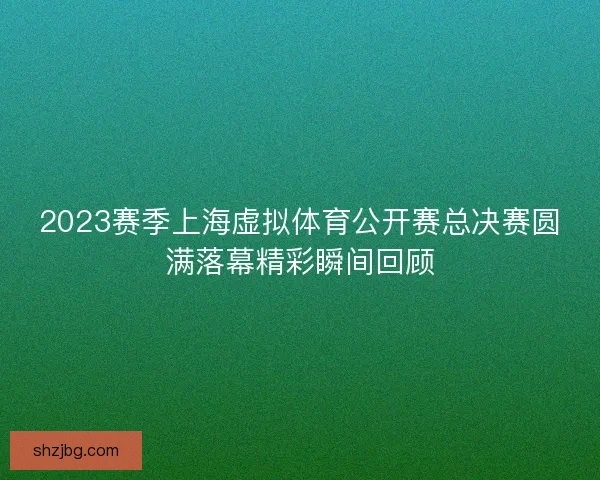 2023赛季上海虚拟体育公开赛总决赛圆满落幕精彩瞬间回顾 2023赛季上海虚拟体育公开赛总决赛圆满落幕精彩瞬间回顾