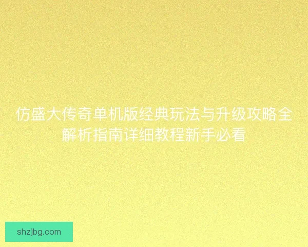 仿盛大传奇单机版经典玩法与升级攻略全解析指南详细教程新手必看 仿盛大传奇单机版经典玩法与升级攻略全解析指南详细教程新手必看