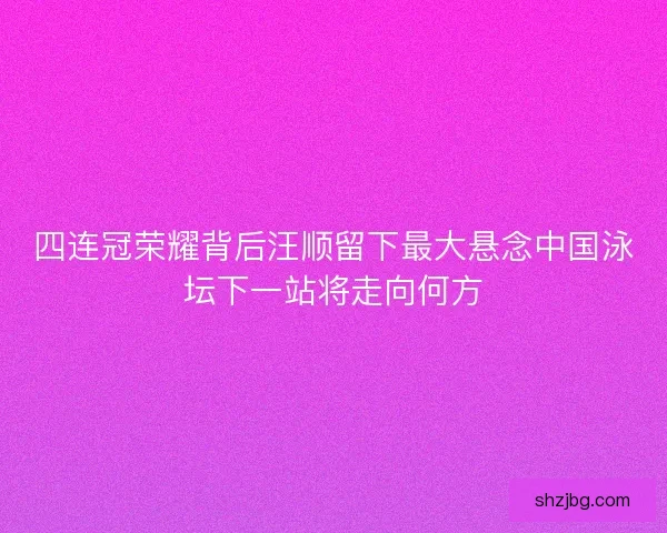 四连冠荣耀背后汪顺留下最大悬念中国泳坛下一站将走向何方 四连冠荣耀背后汪顺留下最大悬念中国泳坛下一站将走向何方